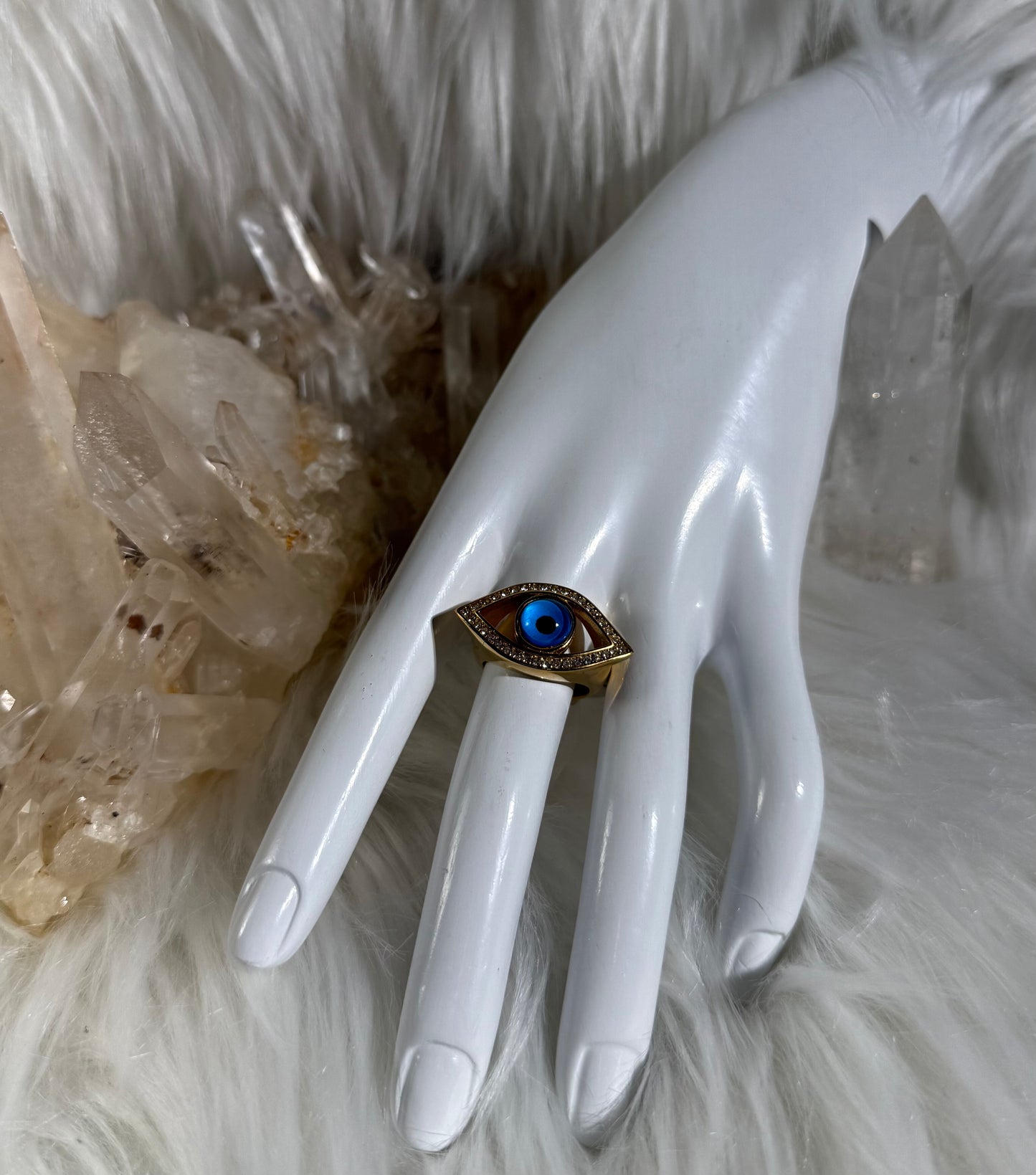 Evil Eye 316L Stainless Steel 18K Gold-Plated Ring