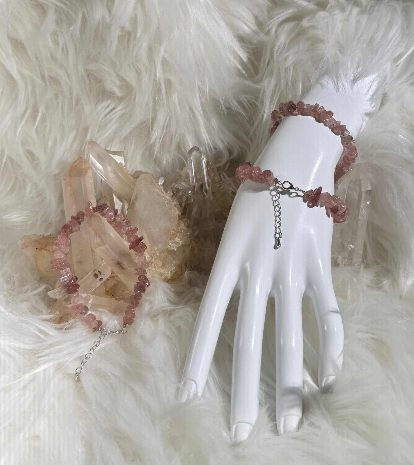 Strawberry Quartz Chips Bracelet