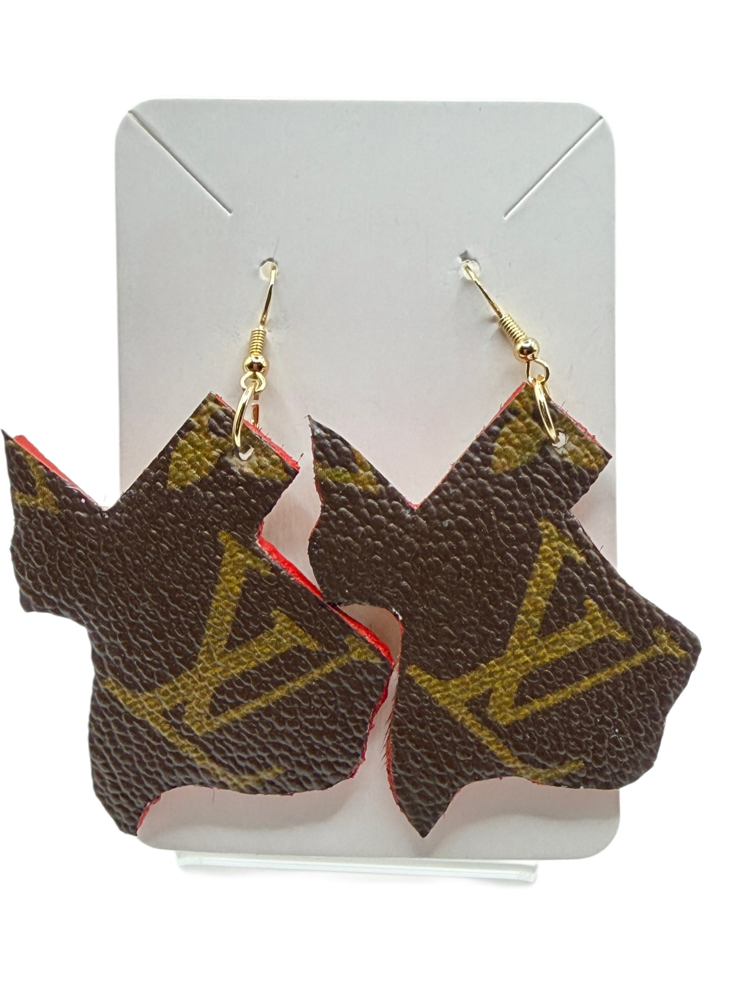 Upcycled Designer Texas Leather Earrings