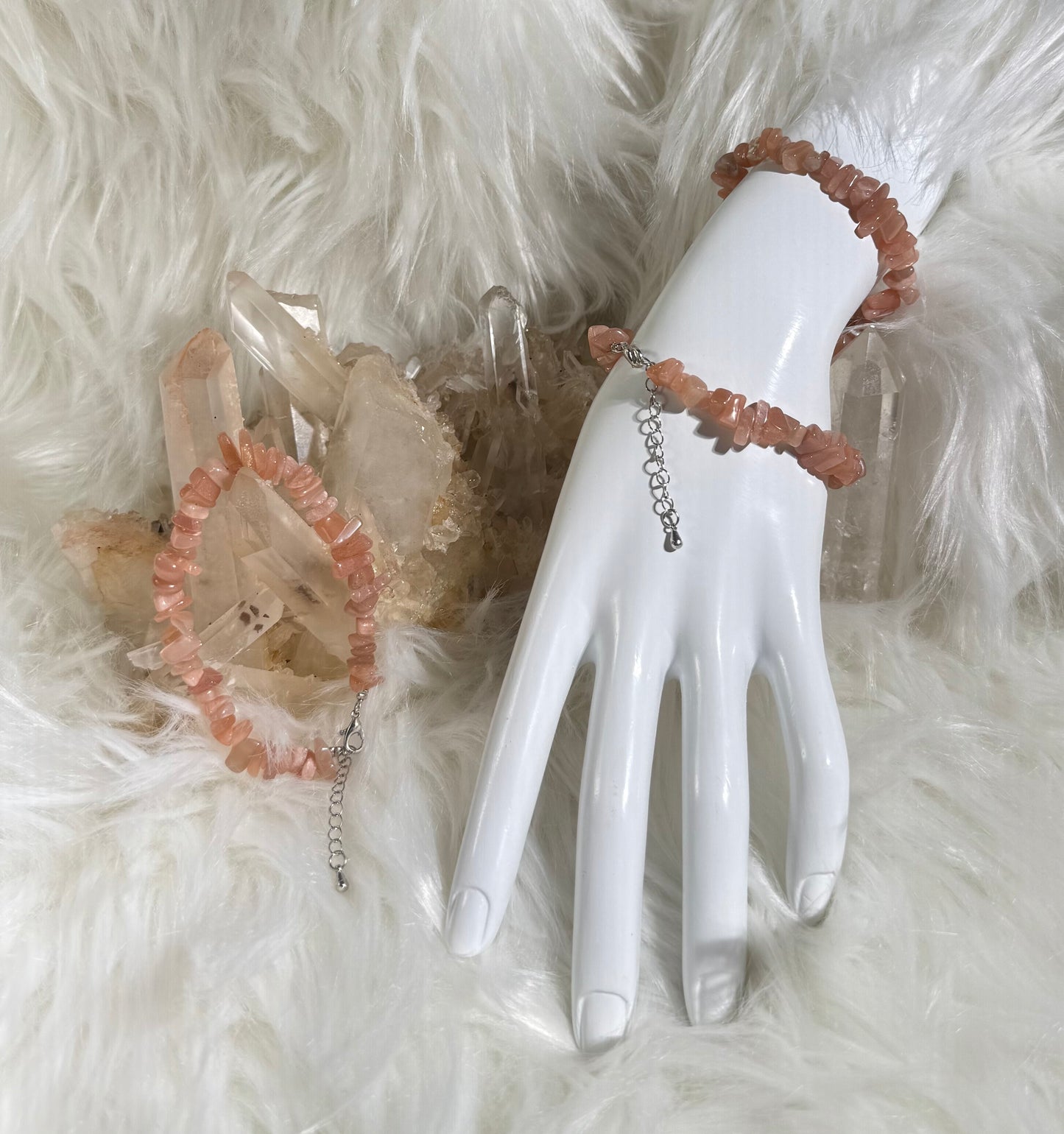 Moonstone (Peach) Chips Bracelet